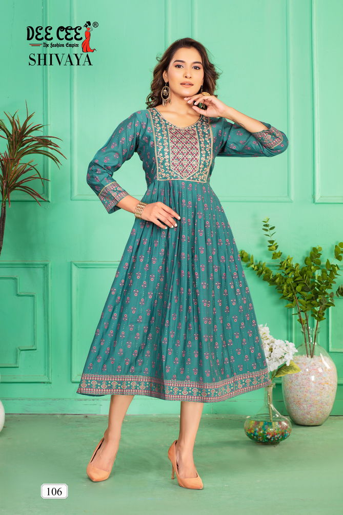 Shivaya By Deecee Chanderi Plain Flared Long Kurtis Wholesale Shop In Surat